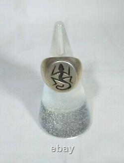 Alvin Taylor Hopi Lizard Sterling Silver 925 Signet Overlay Ring