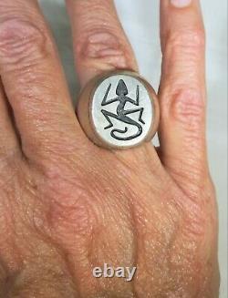 Alvin Taylor Hopi Lizard Sterling Silver 925 Signet Overlay Ring