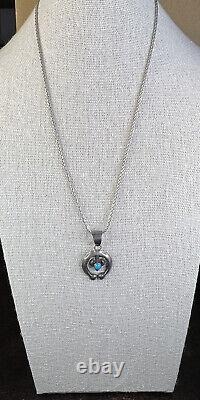 Alvin Thompson Sterling Silver Naja Necklace with Turquoise 18 Navajo GUC