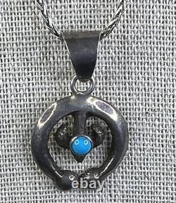 Alvin Thompson Sterling Silver Naja Necklace with Turquoise 18 Navajo GUC