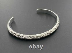 Alvin Toadacheene Navajo 925 Sterling Silver Etched Southwest Cuff Bracelet 5.75