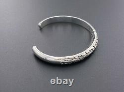 Alvin Toadacheene Navajo 925 Sterling Silver Etched Southwest Cuff Bracelet 5.75