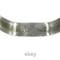 Alvin YellowHorse Native American Sterling Silver Inlayed Bangle Bracelet 6.75