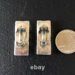 Alvin Yellowhorse NAVAJO Heavy Gauge Sterling Silver CHANNEL INLAY Clip EARRINGS