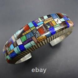 Alvin Yellowhorse NAVAJO Heavy Gauge Sterling Silver CHANNEL INLAY Cuff BRACELET