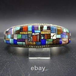 Alvin Yellowhorse NAVAJO Heavy Gauge Sterling Silver CHANNEL INLAY Cuff BRACELET