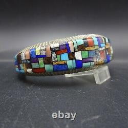 Alvin Yellowhorse NAVAJO Heavy Gauge Sterling Silver CHANNEL INLAY Cuff BRACELET