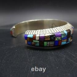 Alvin Yellowhorse NAVAJO Heavy Gauge Sterling Silver CHANNEL INLAY Cuff BRACELET