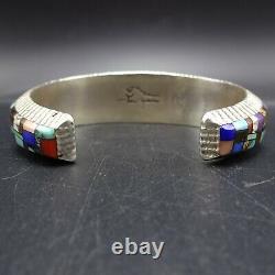 Alvin Yellowhorse NAVAJO Heavy Gauge Sterling Silver CHANNEL INLAY Cuff BRACELET