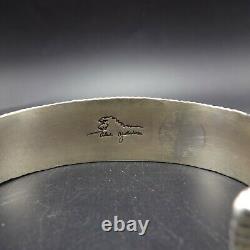 Alvin Yellowhorse NAVAJO Heavy Gauge Sterling Silver CHANNEL INLAY Cuff BRACELET