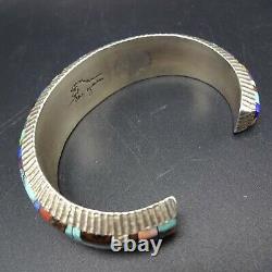 Alvin Yellowhorse NAVAJO Heavy Gauge Sterling Silver CHANNEL INLAY Cuff BRACELET