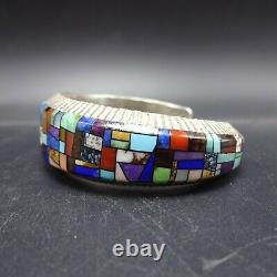 Alvin Yellowhorse NAVAJO Heavy Gauge Sterling Silver CHANNEL INLAY Cuff BRACELET