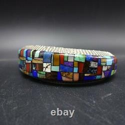 Alvin Yellowhorse NAVAJO Heavy Gauge Sterling Silver CHANNEL INLAY Cuff BRACELET