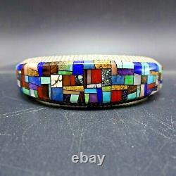 Alvin Yellowhorse NAVAJO Heavy Gauge Sterling Silver CHANNEL INLAY Cuff BRACELET