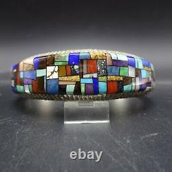 Alvin Yellowhorse NAVAJO Heavy Gauge Sterling Silver CHANNEL INLAY Cuff BRACELET