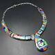 Alvin Yellowhorse Navajo Heavy Gauge Sterling Silver Channel Inlay Necklace