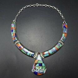 Alvin Yellowhorse NAVAJO Heavy Gauge Sterling Silver CHANNEL INLAY NECKLACE