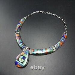 Alvin Yellowhorse NAVAJO Heavy Gauge Sterling Silver CHANNEL INLAY NECKLACE