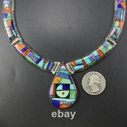 Alvin Yellowhorse NAVAJO Heavy Gauge Sterling Silver CHANNEL INLAY NECKLACE