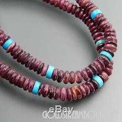 Alvin Yellowhorse Navajo 925 Silver Turquoise Sugilite Inlay Tie Beaded Necklace