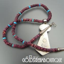 Alvin Yellowhorse Navajo 925 Silver Turquoise Sugilite Inlay Tie Beaded Necklace