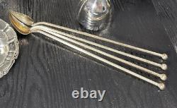 American Alvin Sterling Silver Sipper Straws With Heart-shaped Bowls Set No Mono