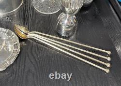 American Alvin Sterling Silver Sipper Straws With Heart-shaped Bowls Set No Mono