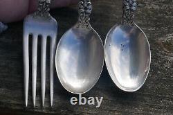 Antique 1905 Alvin Sterling Orange Blossom pattern 2 Teaspoons & 1 Fork Set