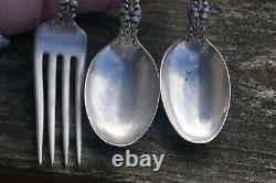 Antique 1905 Alvin Sterling Orange Blossom pattern 2 Teaspoons & 1 Fork Set