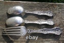 Antique 1905 Alvin Sterling Orange Blossom pattern 2 Teaspoons & 1 Fork Set