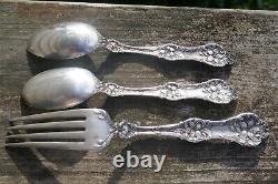 Antique 1905 Alvin Sterling Orange Blossom pattern 2 Teaspoons & 1 Fork Set