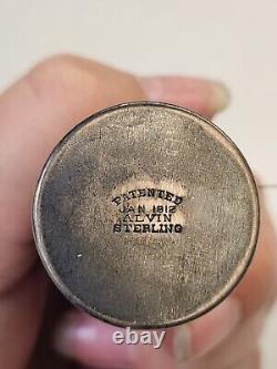 Antique 1912 Alvin Sterling Silver Spool Thimble Holder Sewing Travel Kit Case