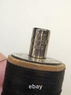 Antique 1912 Alvin Sterling Silver Spool Thimble Holder Sewing Travel Kit Case