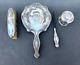 Antique 4 Pc Alvin Sterling Silver Vanity Dresser Set Hand Mirror File Jar Brush