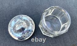 Antique 4 pc Alvin Sterling Silver Vanity Dresser Set Hand Mirror File Jar Brush