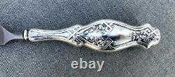 Antique 4 pc Alvin Sterling Silver Vanity Dresser Set Hand Mirror File Jar Brush