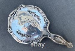 Antique 4 pc Alvin Sterling Silver Vanity Dresser Set Hand Mirror File Jar Brush