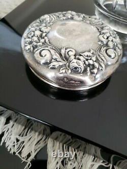 Antique ALVIN Cut Crystal Dresser Jar with Sterling Silver lid