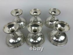 Antique ALVIN Set of 6 Sterling Silver Sherbet Dessert Cups + Gilt Glass Inserts