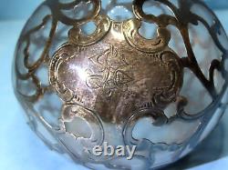 Antique ALVIN Sterling Silver 999 FINE Overlay on Glass PERFUME Toilet Bottle