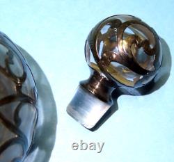 Antique ALVIN Sterling Silver 999 FINE Overlay on Glass PERFUME Toilet Bottle