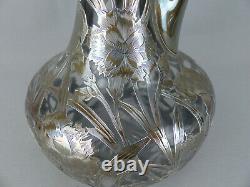 Antique Alvin Art Nouveau Sterling Silver Floral Overlay Decanter #3617 ca1900