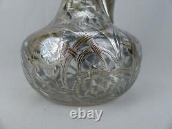 Antique Alvin Art Nouveau Sterling Silver Floral Overlay Decanter #3617 ca1900
