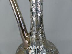 Antique Alvin Art Nouveau Sterling Silver Floral Overlay Decanter #3617 ca1900