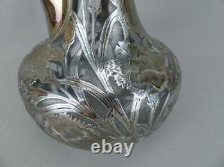 Antique Alvin Art Nouveau Sterling Silver Floral Overlay Decanter #3617 ca1900