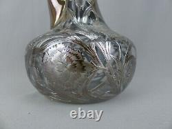 Antique Alvin Art Nouveau Sterling Silver Floral Overlay Decanter #3617 ca1900