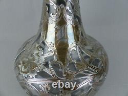 Antique Alvin Art Nouveau Sterling Silver Floral Overlay Decanter #3617 ca1900