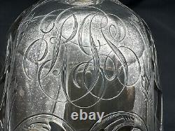 Antique Alvin Art Nouveau Sterling Silver Overlay Glass Decanter, 10.75 Tall