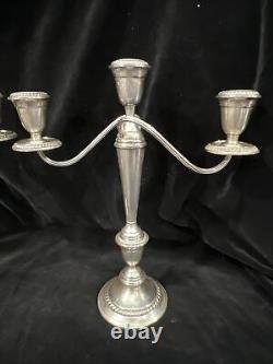 Antique Alvin Candelabra Weighed Sterling Silver 3 Light S258 2Pc Set