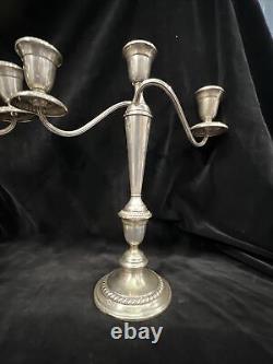 Antique Alvin Candelabra Weighed Sterling Silver 3 Light S258 2Pc Set